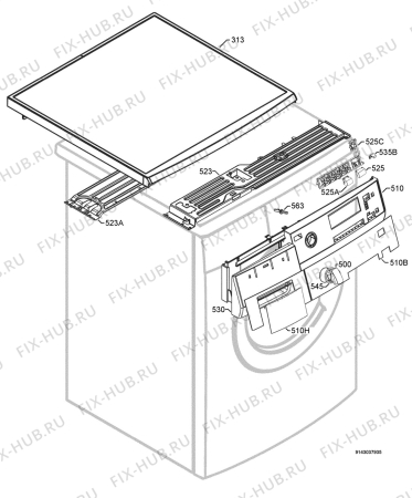 Взрыв-схема стиральной машины Aeg Electrolux L84850M - Схема узла Command panel 037